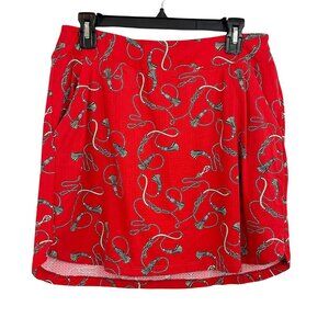 Nivo Red Horse Bit Rose Tassel Luxury Print Tennis Golf Skort Pull On Size Small